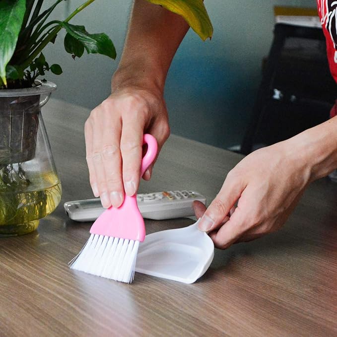 2 Pcs Mini Dustpan Set Brush for Table Whisk Brooms Small Dustpan Broom Set Mini Dust Pans with Brush Tiny Cleaning Table Sweep