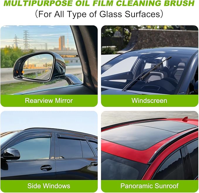 Automotive Oil Film Cleaning Brush, Upgrade 2.0 Car Glass Cleaner Windshield, Car Windshield Cleaner Tool for Perfect Visibility (2 Sets)