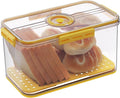 Gifhomfix Bread Box Airtight Bread Boxes for Kitchen Counter, Time Recording Bread Storage Container with Lid, Bread Holder for Homemade Bread, Toast, Bagel, Donut and Cookies, Yellow