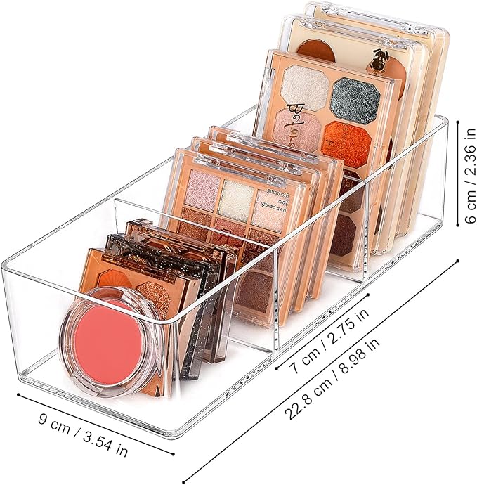 JessLab Acrylic Organizers, Bathroom Organizer for Drawer, Cosmetic Display Cases for Vanity, Countertop, Desk, Kitchen, and Makeup Storage, 3-Section