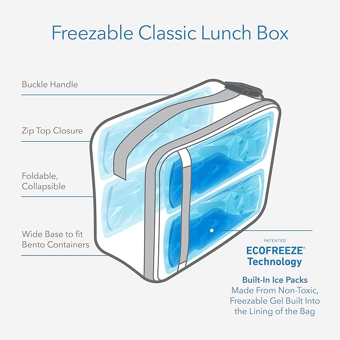 PackIt(R) Freezable Classic Lunch Box, Almond, Built with EcoFreeze(R) Technology, Collapsible, Reusable, Zip Closure With Zip Front Pocket and Buckle Handle, Designed for Fresh Lunch On the Go