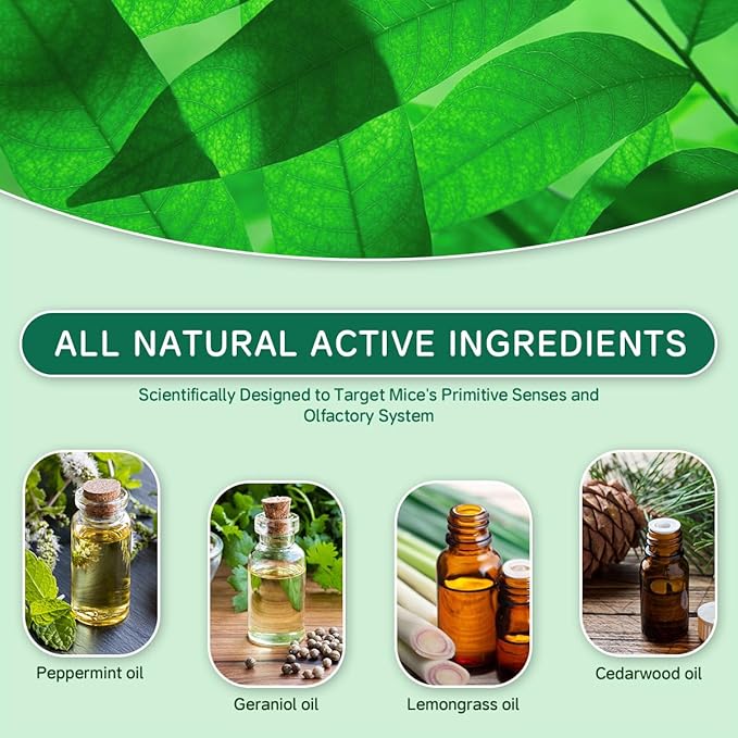 Rodent Mouse Repellent 14 Pieces, Peppermint Oil Moth Balls for Mice Rats Deterrent, Natural Pest Control Pouches for Chipmunks, Squirrels, Safe for Humans & Pets, Skunks, Indoor and Outdoor Use