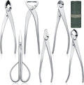 Nuogo 6 Piece Bonsai Tool Set with Roll Bag 8 Inch Heavy Duty Gardening Pruning and Care Kit Concave Knob Wire Cutter Trunk Splitter Jin Pliers Scissors