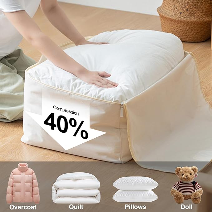 2Pcs Super Space Saving Self Compression Organizer, Quilt Storage Bags, Self Compression Storages Bags, Storage Bags for Quilts, Sweaters, Blankets (grey)