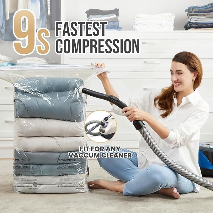 TAILI 10 Pack Vacuum Storage Bags, Space Saver Bags, Jumbo Cube 31x40x15 Inch, Extra Large Vacuum Sealed Bags for Comforters, Blankets, Bedding, Clothes, Closet Organization Space Saving, Clear
