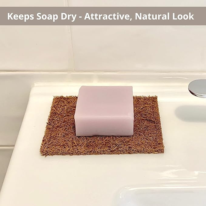 Marasol Soap Saver and Scrub Pad (4) | Coconut Fiber - Compostable | Plastic Free - Zero Waste | Bar Soap Holder | Tough Non-Scratch Scour Pad | Vegetable Brush | 4-Pack