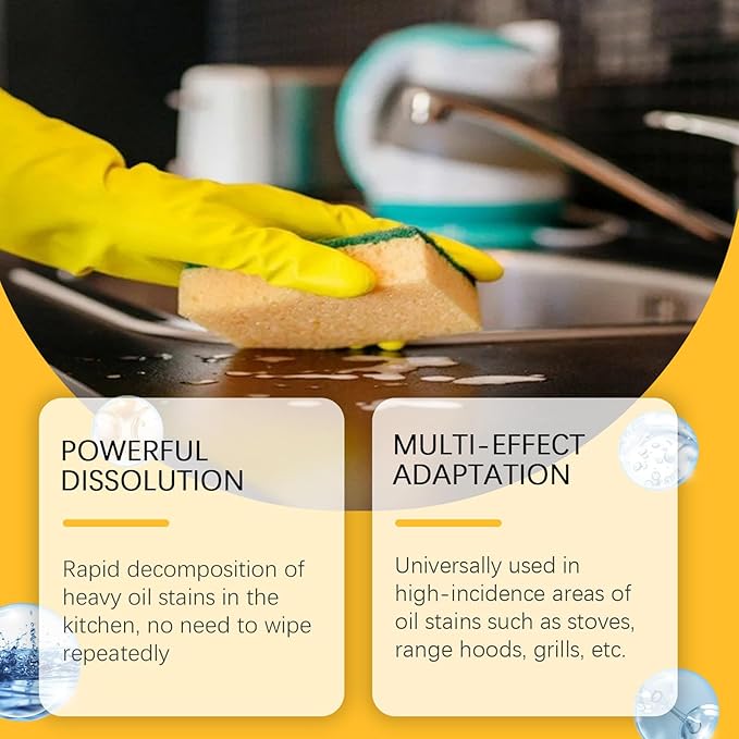 Clean Up Kitchen Oil Stains, Upgrade Heavy Oil Stain Cleaner Kitchen, Versatile Kitchens Foam Spray Cleaner for Kitchens, Countertops, Range Hoods, Ovens (1PCS)