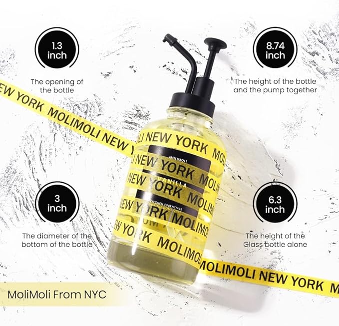 Molimoli Coffee Syrup Dispenser for Coffee Bar, Pump Dispenser, Glass Syrup Bottle w. Upgraded Pump, 16.9 oz 500 ml, Set of 2, Black