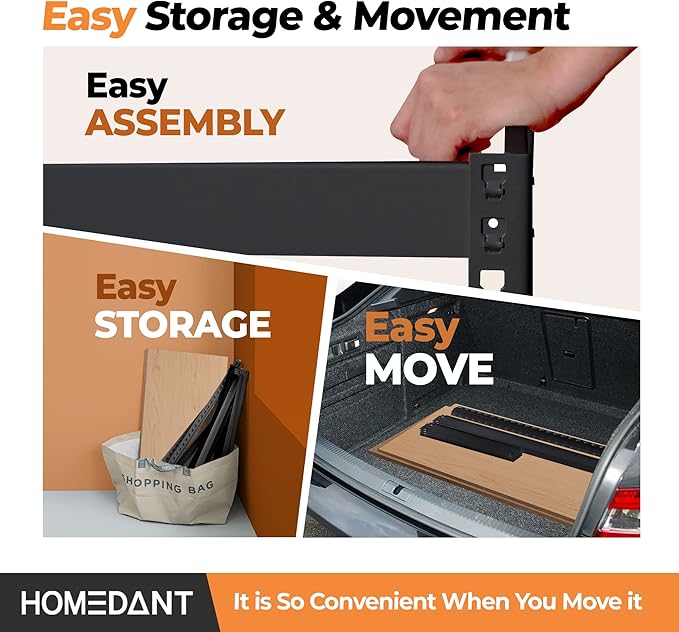 HOMEDANT 35.9" W 5 Tier Heavy Duty Garage Shelving Adjustable Metal Rack Storage Shelves Standing Shelf Unit Organizers Pantry Closet Black 2Pack