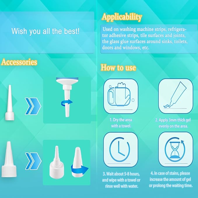 Sugelary Mold Stain Cleaning Gel, 8 fl oz All Purpose Cleaner for Washing Machine Gasket, Grout, Caulk, Shower, Sink, and Bathroom Surfaces