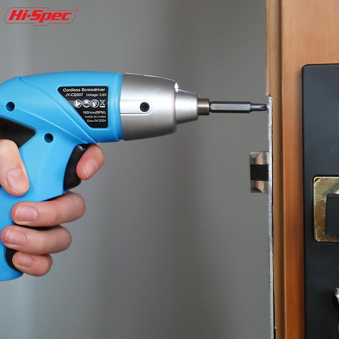 Hi-Spec Small Electric Screwdriver, Mini Drill Set, Rechargeable 3.6V Cordless Screwdriver with 26 Driver Bits, Power Tool for Small Projects & Home Use, Blue