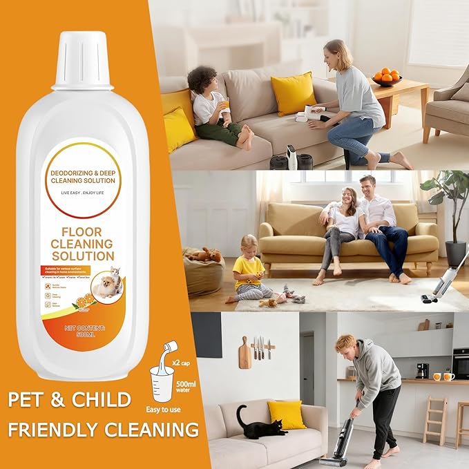 4 Packs Floor Cleaning Solution Compatible with Tineco iFloor & Floor One Cleaner Solution Orange Scented Deep Clean Residue & Streak Free for Multiple Hard Floors, for All Robotic Vacuum Mop Solution