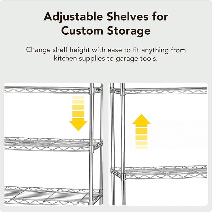 Heavy Duty 4 Tier Wire Shelving Unit Storage Rack, Metal Shelves Utility Organizers, Organization Units for Products, Plant, Pantry, Garage, Laundry Durable Shelf Stand, Chrome, 14"W x 30"L X 48"H