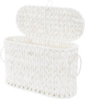 Coeusy Toilet Paper Basket,Wicker Toilet Paper Storage with Lid,Decorative Boho Wicker Basket for Bathroom,Free Standing-Cream White