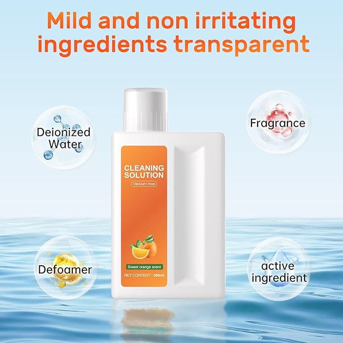 Orange Floor Cleaning Solution Compatible with Dreame Wet & Dry Vacuum and Robot, Residue & Streak Free,Suitable for All Robot Vacuum Cleaners and Wireless Wet Dry Dual-Use Vacuum Cleaners