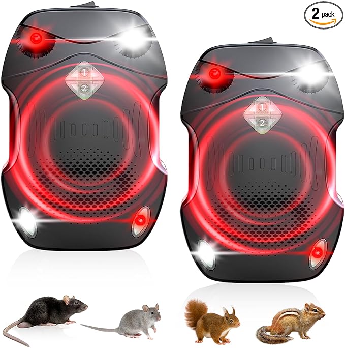2 Pack Rodent Repellent for Car Engines, Ultrasonic Rodent Repeller for High-Efficiency Rat and Mouse Deterrent, Mouse Repellent,Rat Repellent for Car 12v 24v, Trucks, Rvs