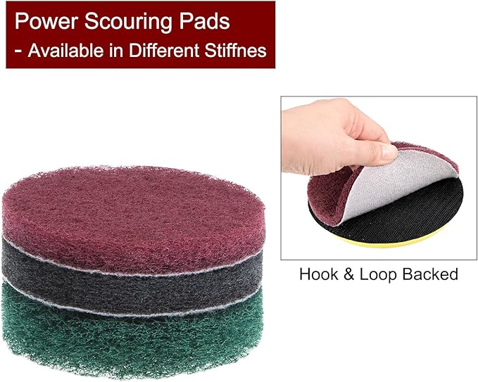 HARFINGTON 6pcs Drill Power Brush 3 inch Tile Scrubber Scouring Pads 800-1000 Grit for Bathroom Kitchen Household Cleaning