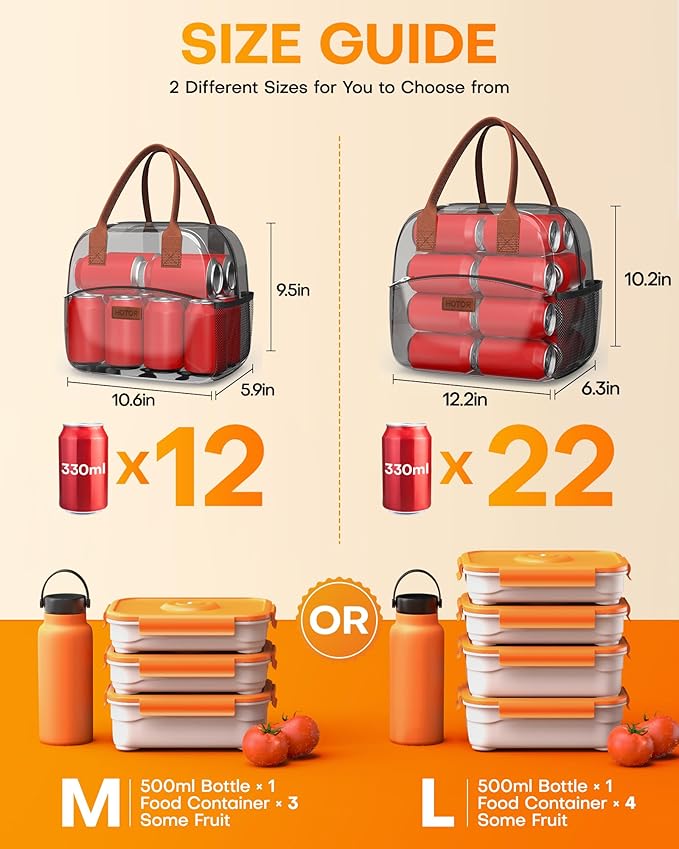 HOTOR Lunch Bag for Women & Men - Wear-Resistant Insulated Lunch Box with Large Capacity, Multi-Functional Cooler Bag for Office, Picnic, Pink, 10L, 10.60" x 5.90" x 9.50"