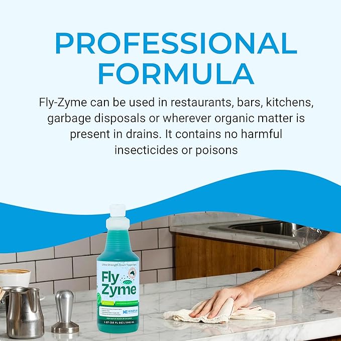 Fly-Zyme, Highly Concentrated Enzyme Drain Cleaner for Pipes & Fruit Flies, Citronella Scented Organic Waste Degrader & Odor Neutralizer, 32 fl oz