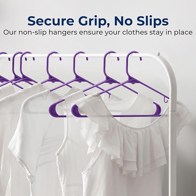 SereneLife 200 Pack Plastic Hangers, Non-Slip, Space-Saving Closet Organizers, Durable and Strong for Shirts, Sweaters, Hoodies, Kids Clothes & Dresses, Ultra-Thin, Lightweight
