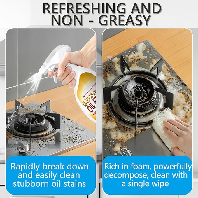 Heavy Duty Degreaser,New Upgrade Kitchen Heavy Duty Cleaner Spray Portable Degreasing Spray, All-Purpose Kitchen Pots and Pan Cleaner for Appliances Countertops Range Hoods (1, White)