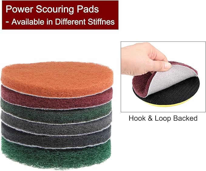 HARFINGTON 15pcs Drill Power Brush 5 inch Tile Scrubber Scouring Pads 1000-1200 Grit for Bathroom Kitchen Household Cleaning