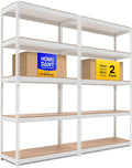 HOMEDANT 35.9" W 5 Tier Heavy Duty Garage Shelving Adjustable Metal Rack Storage Shelves Standing Shelf Unit Organizers Pantry Closet White 2Pack