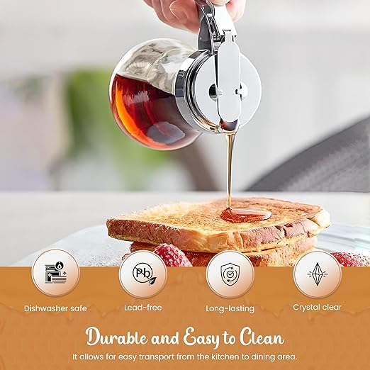 OCS Parts Syrup Dispenser with Lid and Dispensing Thumb Lever | Commercial Grade Liquid Dispensers for Home and Commercial Kitchens