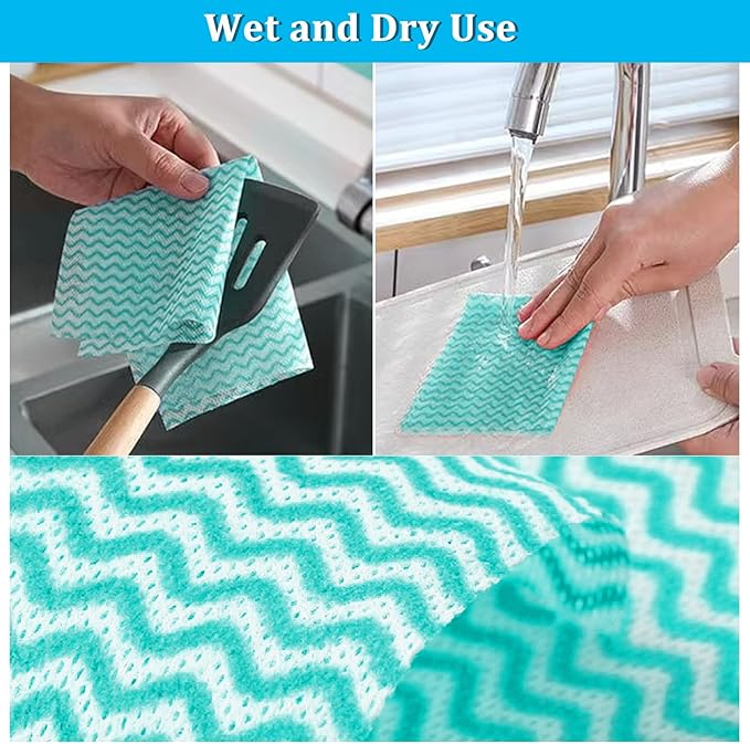 Disposable Kitchen Cleaning Towel Disposable Dish Cloths, Reusable Wipes Heavy Duty Cleaning Rags 50 Count/Pack
