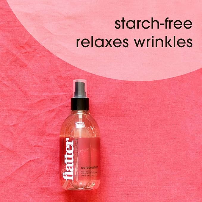 Soak Flatter Smoothing Spray Naturally-derived Wrinkle Release Spray | Starch-Free Alternative for Ironing, Quilting & Sewing | 8oz | (Celebration)