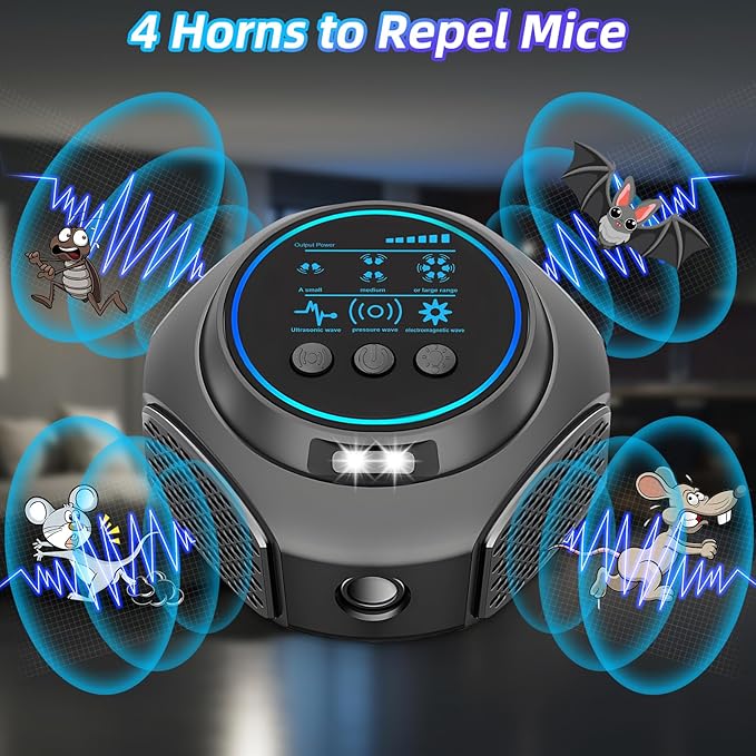360° Rat Deterrent Rodent Repellent Ultrasonic Plug in, Electronic Mouse Repellent Devices for Pest, Mice, Squirrel, Ants Repeller for Indoor House Kitchen Garage Warehouse RV(2Pack)