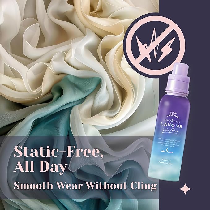 LAVONS Nontoxic Fabric Softeners Liquid, Fabric Conditioner with Organic Extracts, Natural Laundry Softener from Japan, Plant Based FABRIC Softener Sensitive Skin 16.9 Fl Oz to the Moon NOCTURNAL BLUE