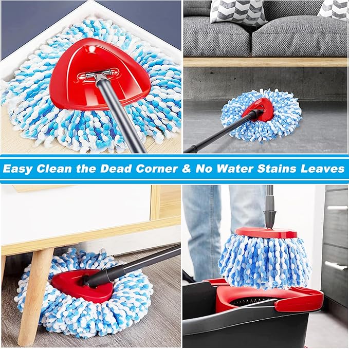 10 Pack Spin Mop Replacement Heads, Only Fit for RinseClean 2-Tank System, 100% Microfiber Spin Mop Refills,Spinning Mop Replace Head for Easy Wring Mop Floor Cleaning