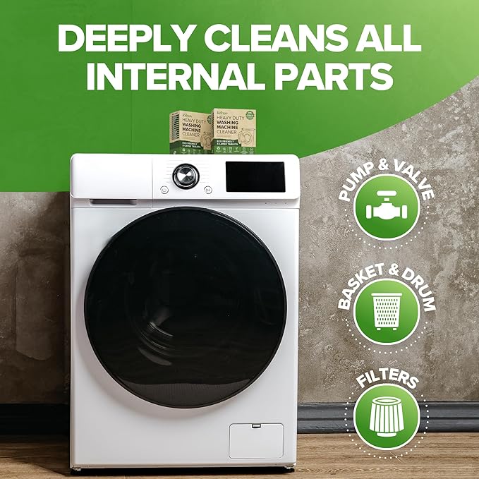 Renuv® Heavy Duty Washing Machine Cleaner and Descaler - Deep Cleaning Tablets For Front Load or Top Load Washer (12 XL Tablets - One Year Supply)