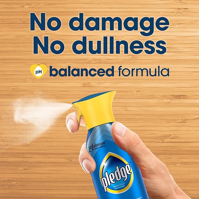 Pledge pH-Balanced Multisurface Spray, Gently Clean 101 Surfaces, Remove Dust and Messes, No Residue - Rainshower Scent, 9.7oz, Pack of 6