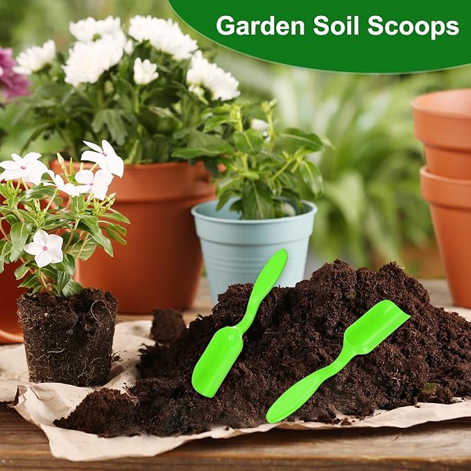10-Pack Mini Gardening Shovel Spoons, Plastic Garden Soil Scoops for Cultivation Digging Transplanting/Flower Planting/Plant Succulent, Colorful Small Gardening Tools [Green]