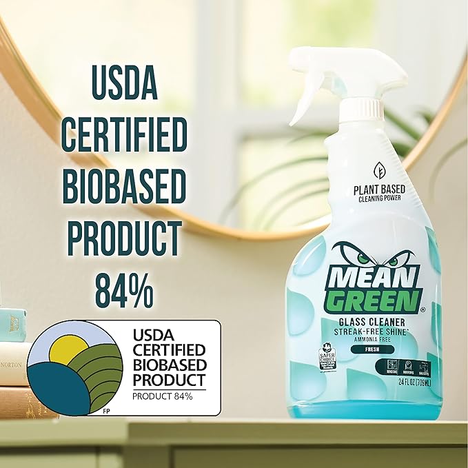 Mean Green Non-Concentrated Ready-to-Use Glass Cleaner, Fresh Scent, 24 Ounce, 6 Pack