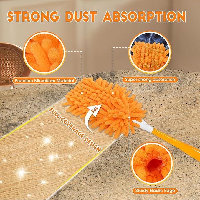 8 Pack Reusable Duster Refill Compatible with Swiffer Hand Duster, 360 Heavy Duty Duster Refills for Cleaning, Office, Ceiling Fan (Handle is Not Included)