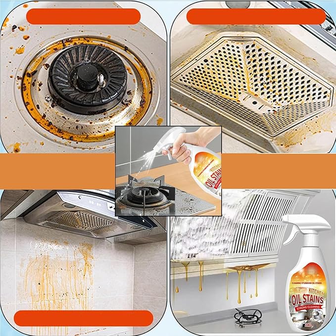 Fiell Clean Up Kitchen Oil Stains, Heavy Oil Cleaner Stain,Oil StainsClean Up Kitchen,Clean Up Kitchen Oil Stains Spray-Heavy Duty Degreaser & Foam (2pc)