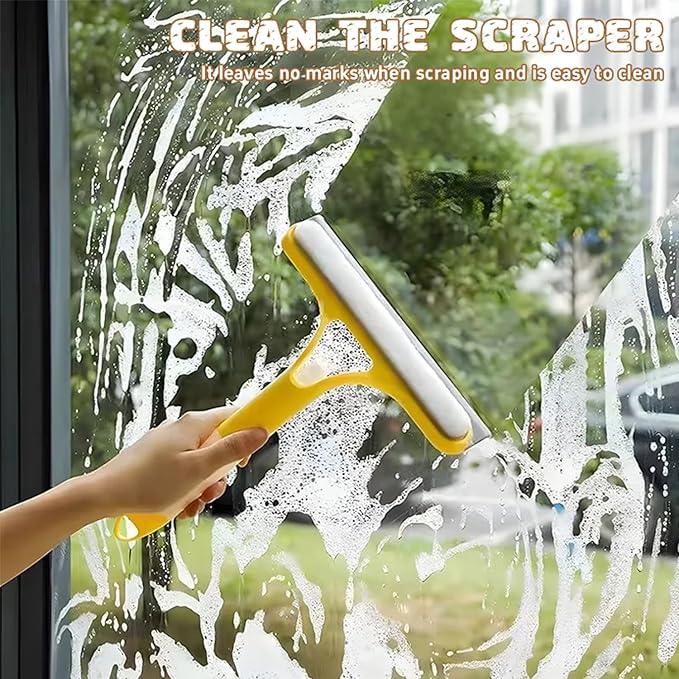 3 in 1 Window Cleaning Scraper,3 in 1 Spray Squeegee,2025 New with Brush and Built-in Spray BottleAll-Purpose,All-Purpose Window Cleaner Tool (White)