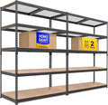 HOMEDANT 47.7" W Deep 5 Tier Heavy Duty Garage Shelving Adjustable Metal Rack Storage Shelves Standing Shelf Unit Organizers Industrial Warehouse Basement Black 2Pack