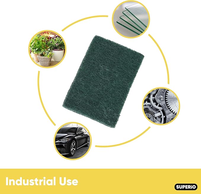 Scouring Pad Non-Scratching Scrubber Non-Scratch Cleaning Scrub Pads Heavy Duty Scouring Pad Reusable Kitchen Scrubbing Pad Pack of 6 Green, by Superio