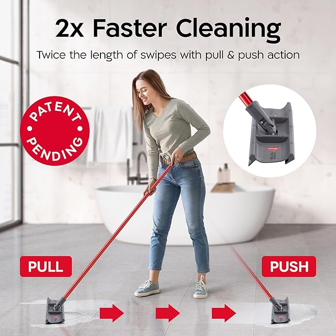 Tyroler Heavy Duty Floor Squeegee for Concrete Floors | 16.5" Squeegee for Floor with 55" 4-Part Handle | Squeegees Broom for Floors | The MoppyShmoppy is The Ideal Squeegees Mop for All Surfaces