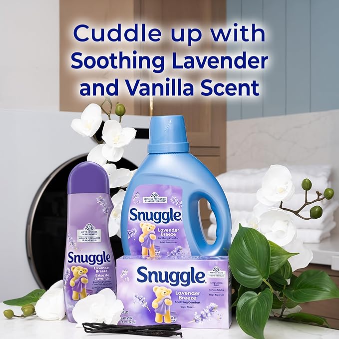Snuggle Fabric Softener Dryer Sheets, Lavender Breeze Soothing Comfort, 230 Ct,Long-Lasting Clean Scent, Softens Fabric,Reduces Static, Fights Wrinkles, Helps Repel Lint & Pet Hair,HE Safe,(Pack of 2)