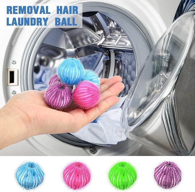 Blulu 12 Pieces Pet Hair Remover for Laundry Dryer Balls Reusable Washing Machine Hair Catcher Pet Dog Cat Catcher Lint Remover (Bright Color)
