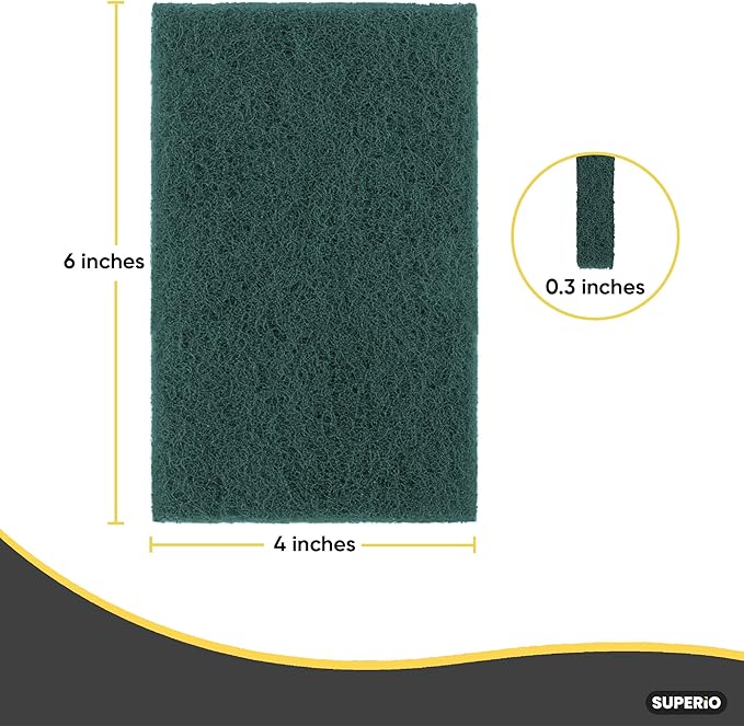 Scouring Pad Non-Scratching Scrubber Non-Scratch Cleaning Scrub Pads, Heavy Duty Scouring Pad, Reusable Kitchen Scrubbing Pad Pack of 1, Green, by Superio