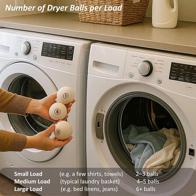 Wool Dryer Balls Laundry, XL(2.7") 4 Pack, Premium Fabric Softener Ball, Reusable, Anti Static, Chemical Free Natural Wool Balls for Dryer, Laundry Dryer Balls – 100% New Zealand Wool