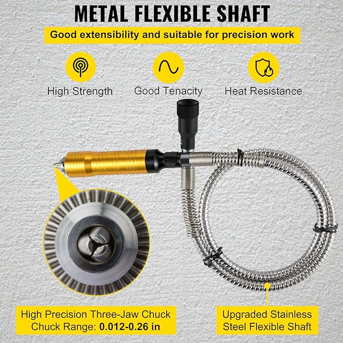 VEVOR Flex Shaft Grinder 780W Rotary Tool 500-23000RPM Rotary Carver with 1/4" 3-Jaw Chuck & Stepless Speed Foot Pedal Hanging Grinding Machine 131PCS Accessories for Jewelry Polishing Grinding DIY