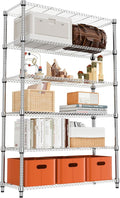 M MZG 2100LBS 47.2" W 6 Tiers Shelf Storage Shelves Metal Shelving Unit Heavy Duty Garage Shelving Adjustable Wire Shelves for Pantry,Kitchen,Garage,Basement,Chrome 17.7" D x 47.2" W x 82.4" H