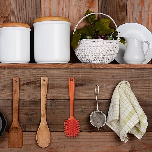 Vikan 42377 Brush,Dish,Scraping Edge,Med,11",PP/PBT,Orange